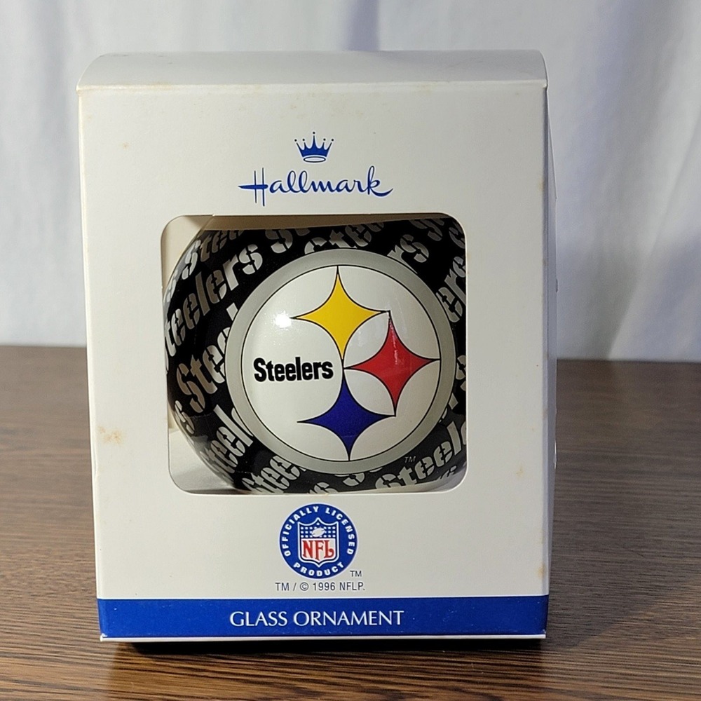 Pittsburgh‎ Steelers vintage hallmark 1996 glass ornament trade mark NFL